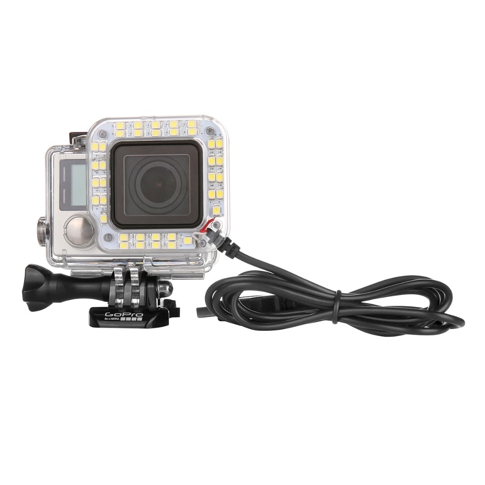 고프로 히어로 4 3 + 스포츠 카메라용 조명 USB 렌즈 링, LED 조명, 야간 촬영